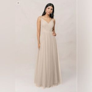 Revelry Penelope Chiffon Bridesmaid‎ Dress - Champagne- Size 4 Petite